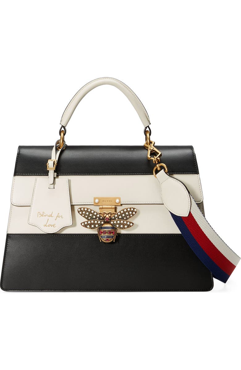 Gucci Queen Margaret Top Handle Leather Satchel, Main, color,