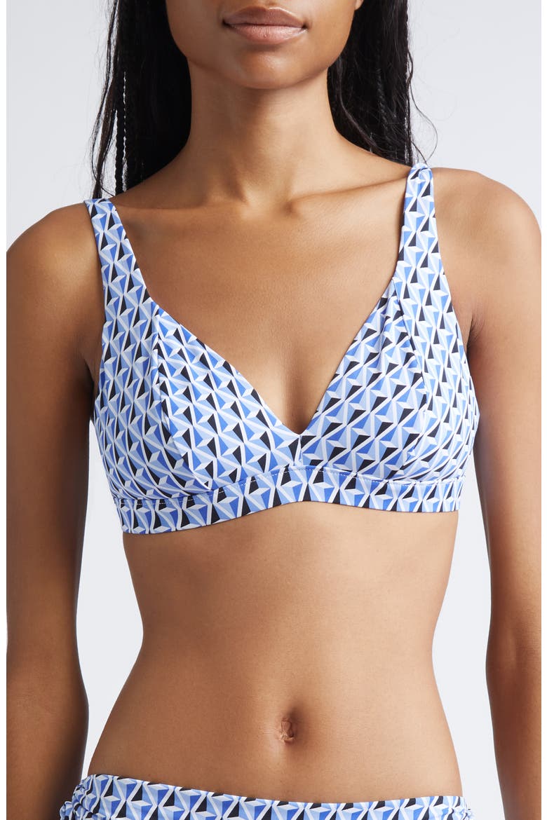Arena Beachwear Print Bikini Top, Main, color, CORNFLOWER BLUE