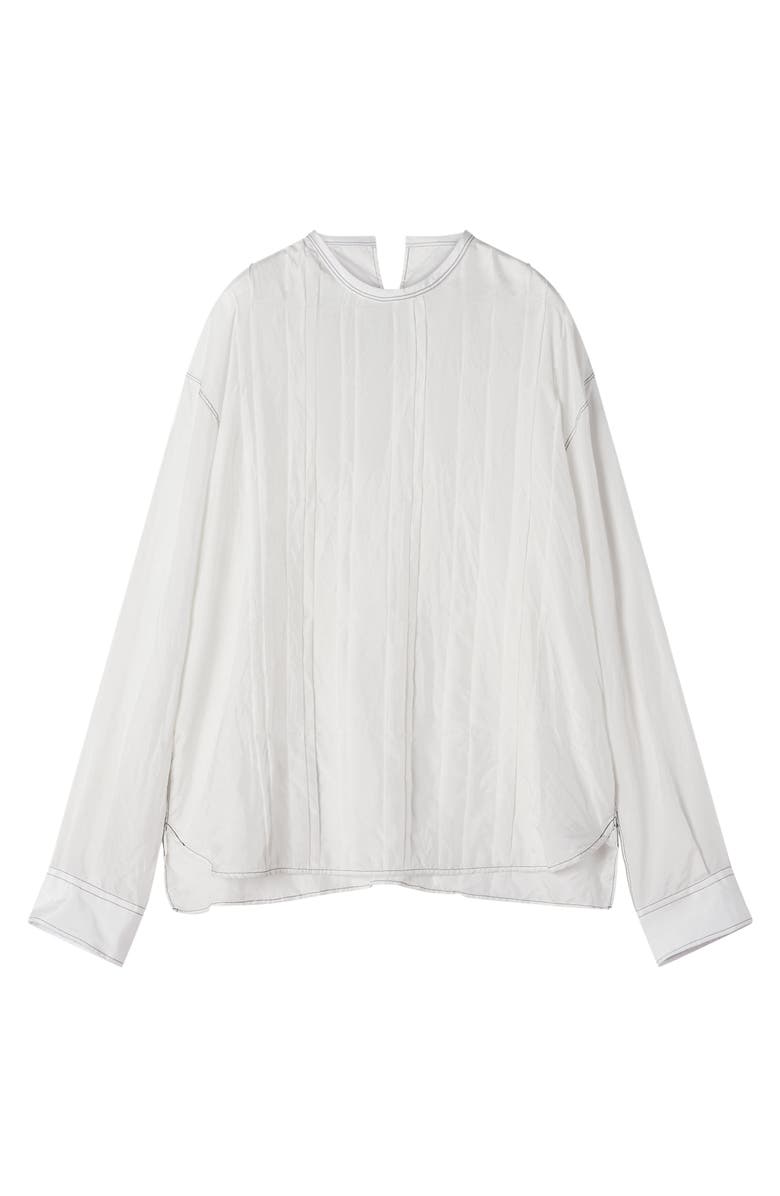 Lanvin Pleated Silk Top, Main, color, Ecru