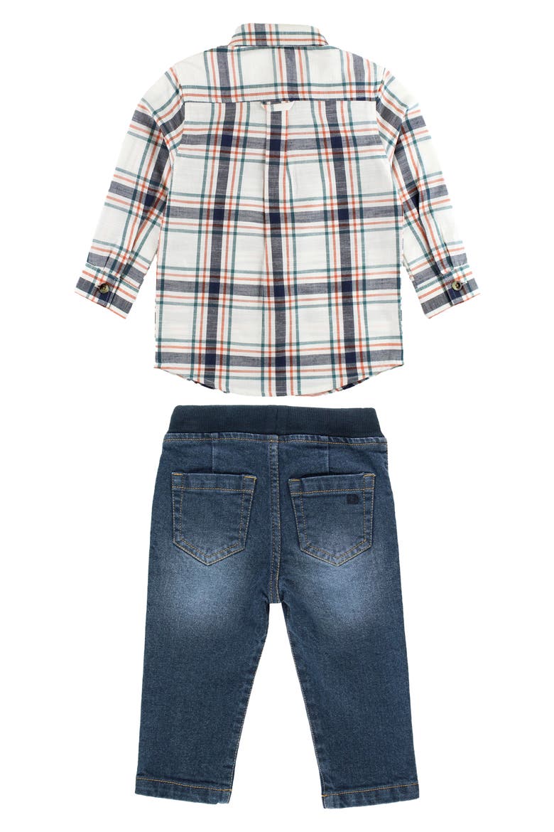 Plaid Button-Up Shirt & Jeans Set, Alternate, color, BLUE