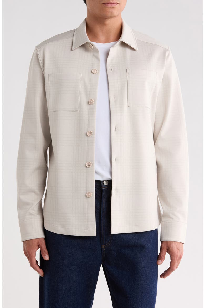 Upton Plaid Double Knit Overshirt, Main, color, MOONSTONE