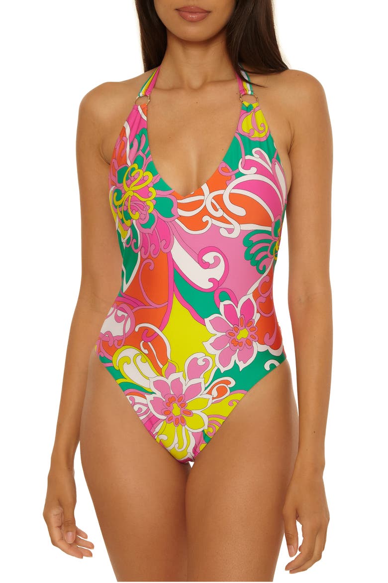 Elara High-Leg One-Piece Swimsuit, Main, color, MULTI