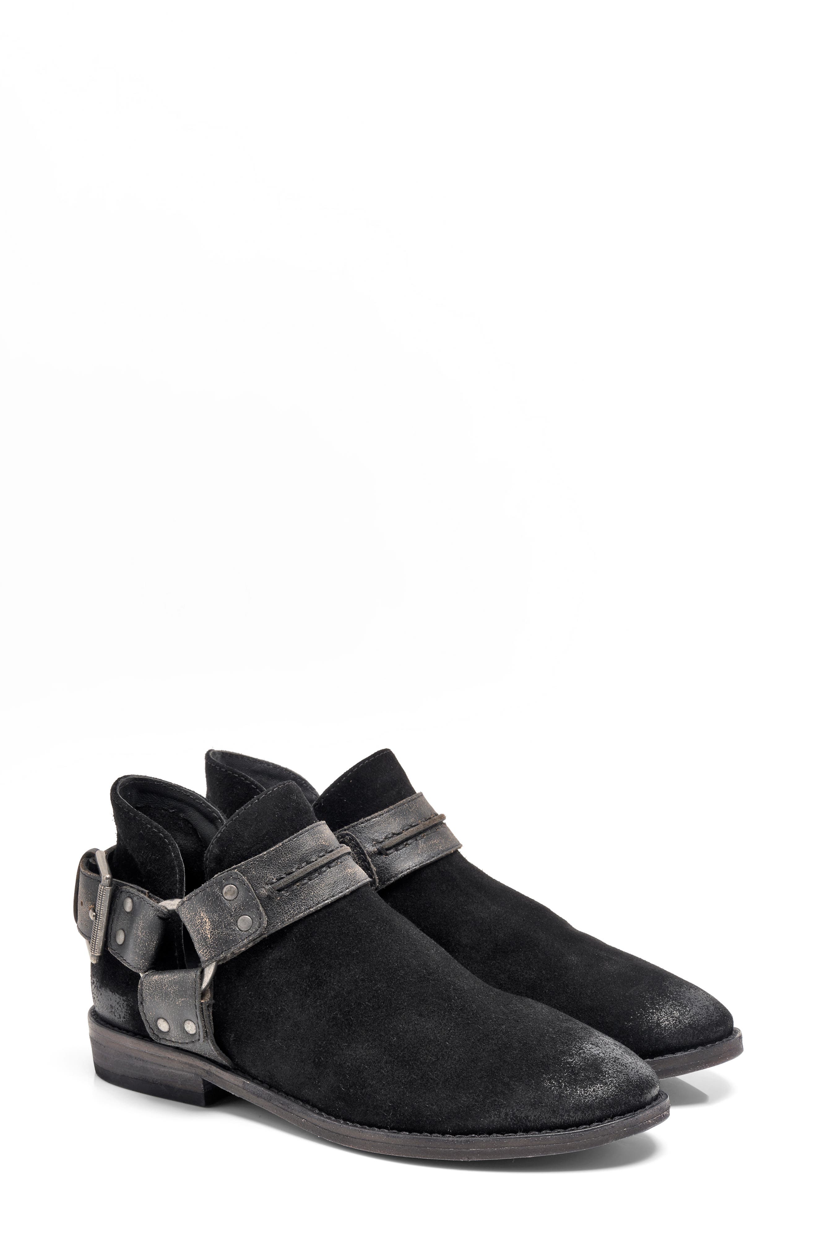 Free People Belle Harness Bootie, Alternate, color, Black Suede