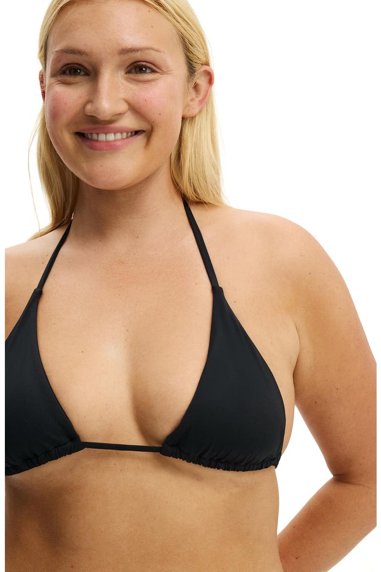 Women's String Triangle Bikini Top, Main, color, Black
