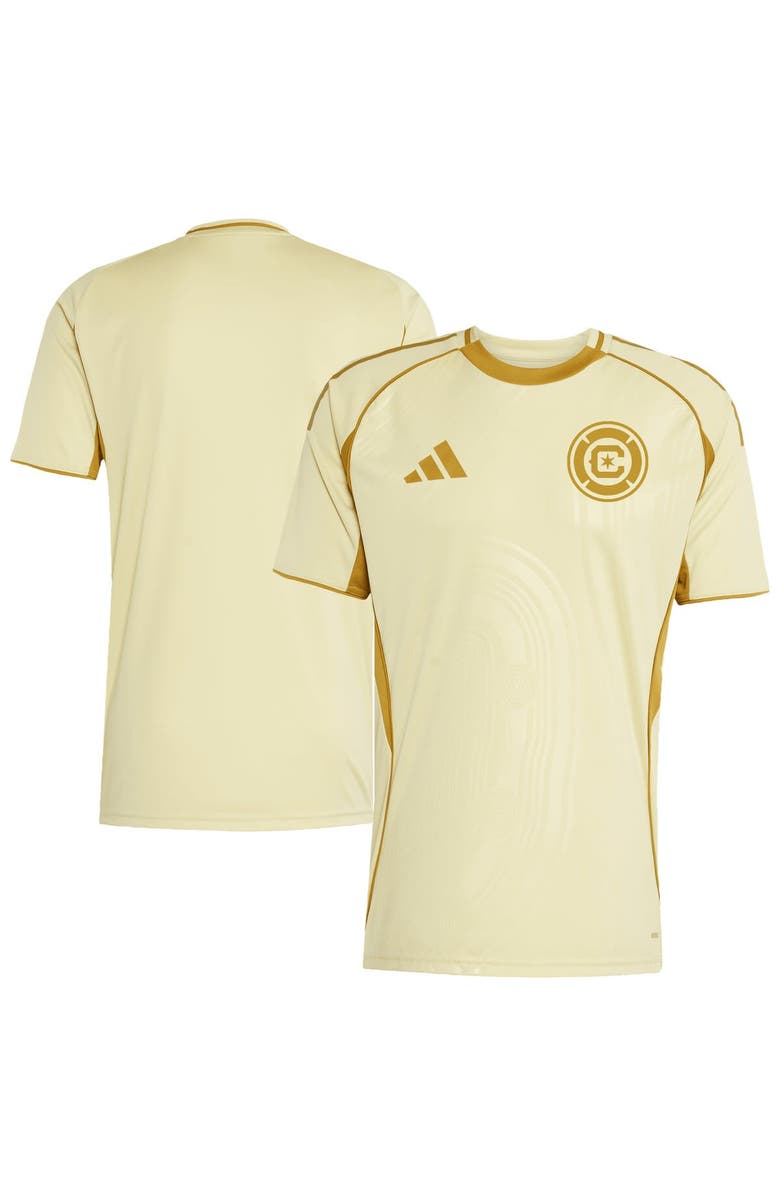 adidas Men's adidas Tan Chicago Fire 2025 One Planet Pre-Match Top, Main, color, Tan