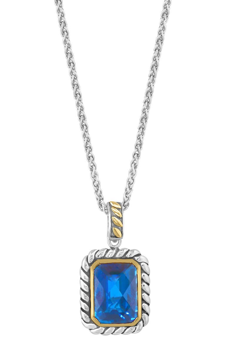 EFFY Sterling Silver & 18K Gold Ocean Blue Topaz Pendant Necklace, Alternate, color, Blue