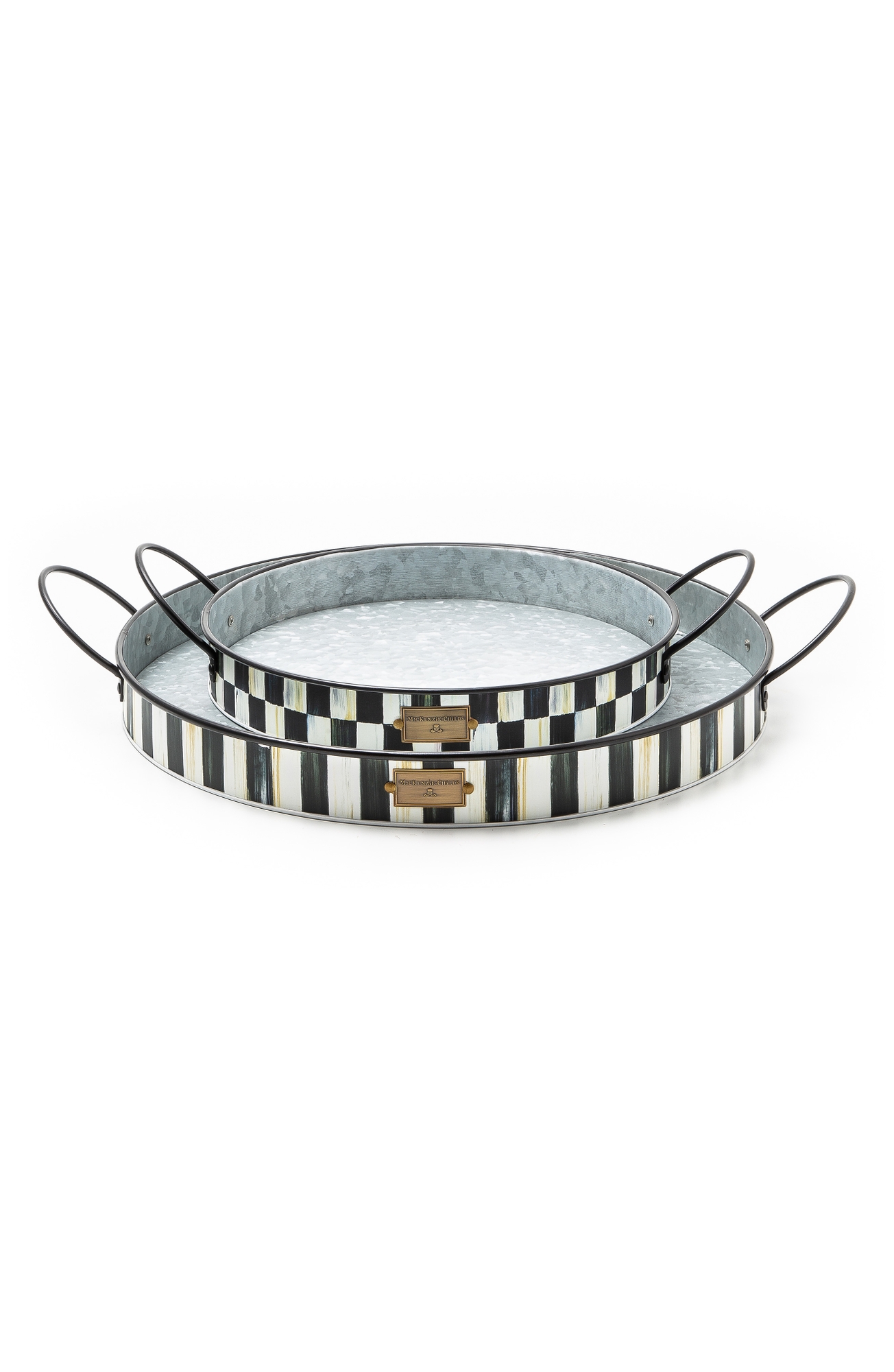 MACKENZIE CHILDS Spectator Set of 2 Galvanized Steel Serving Trays - Black