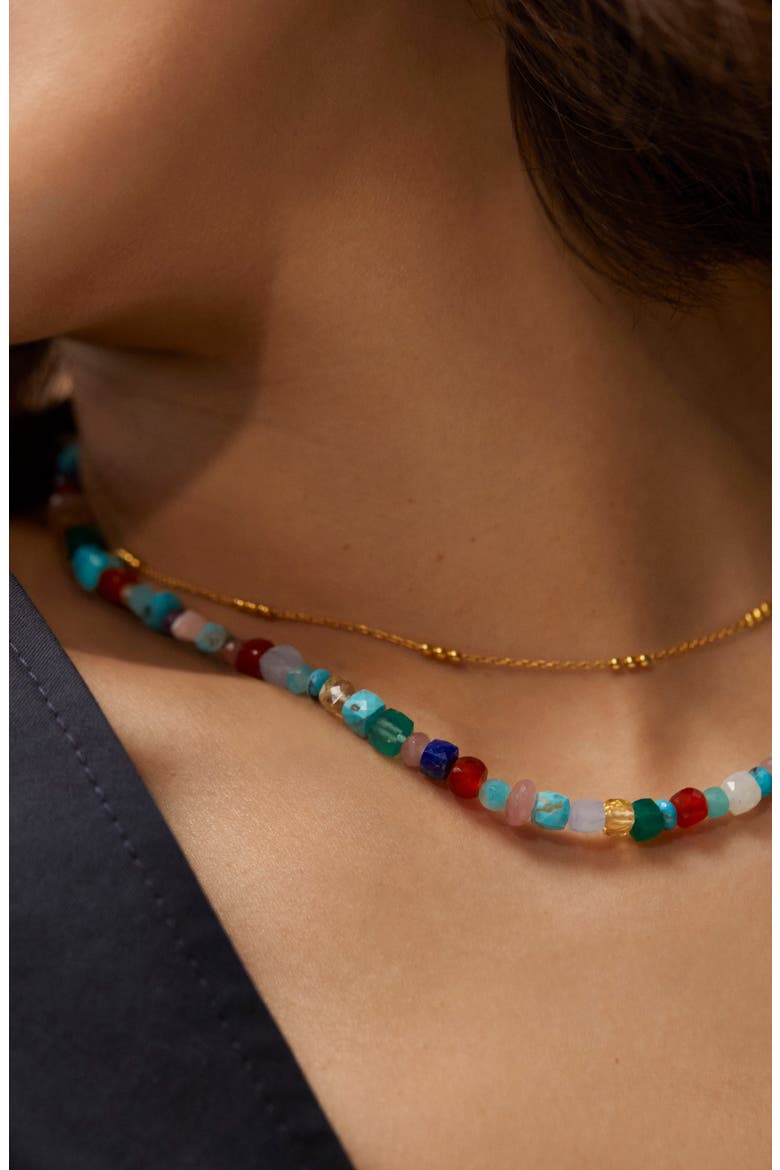 Freedom Beaded Gemstone Necklace, Alternate, color, YELLOW GOLD