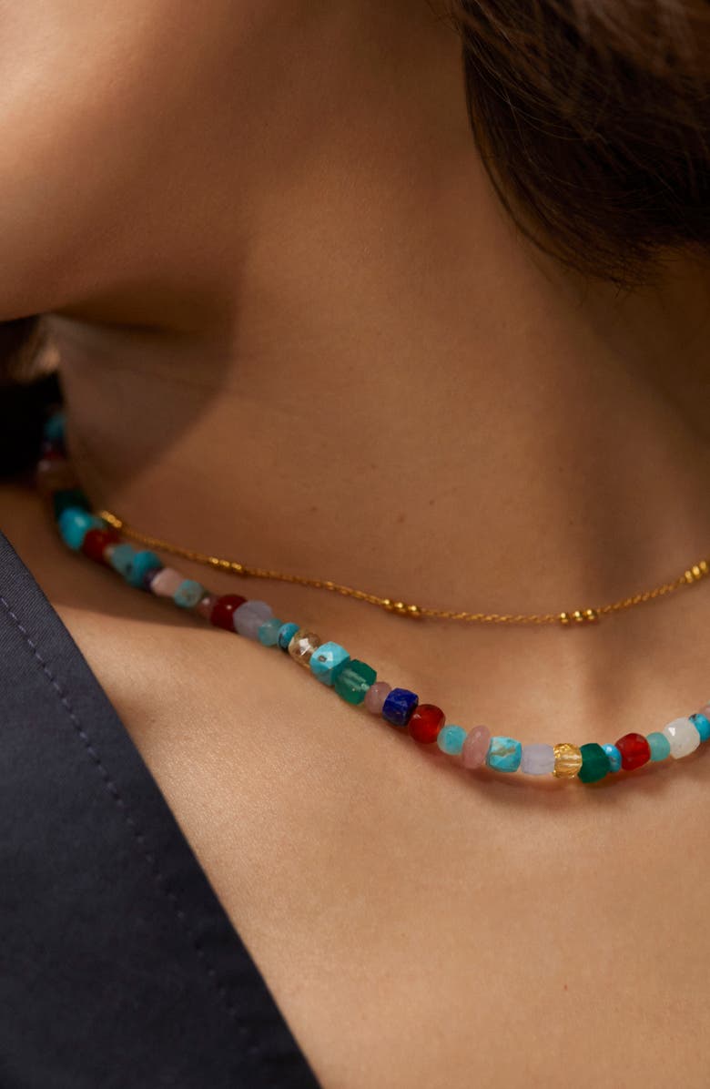 Monica Vinader Freedom Beaded Gemstone Necklace, Alternate, color, Yellow Gold