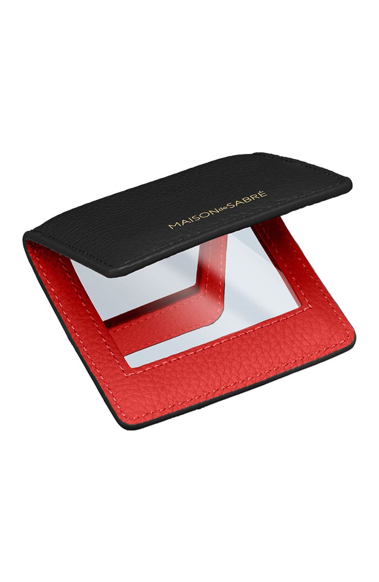 MAISON de SABRÉ Leather Compact Mirror, Alternate, color, Rouge Noir