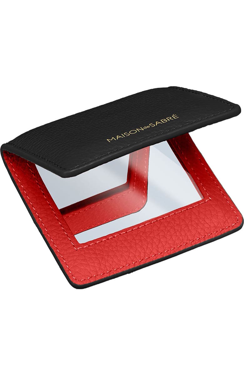 MAISON de SABRÉ Leather Compact Mirror, Alternate, color, Rouge Noir