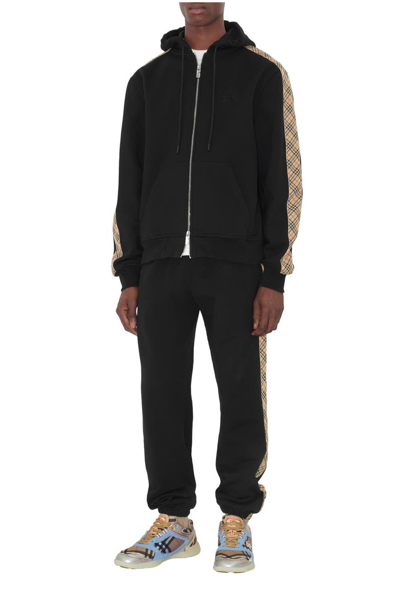 Burberry Check Trim Cotton Jogging Pants, Main, color, Black