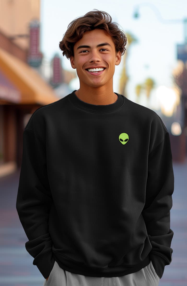 Dalix Alien Heavyweight Relaxed Mens Sweatshirt, Alternate, color, Black