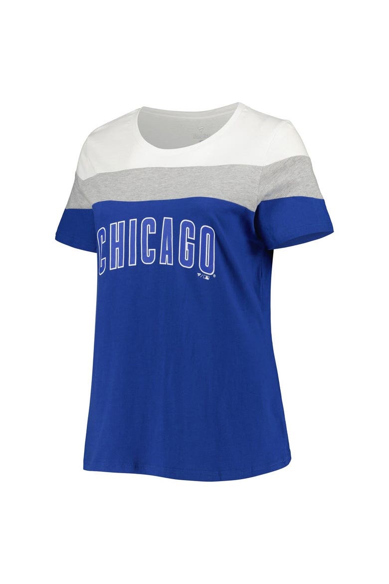 Women's Royal/Heather Gray Chicago Cubs Plus Size Colorblock T-Shirt, Alternate, color, Royal