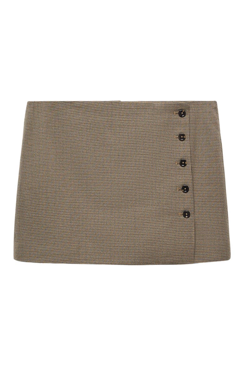 Houndstooth Button-Up Miniskirt, Alternate, color, BROWN
