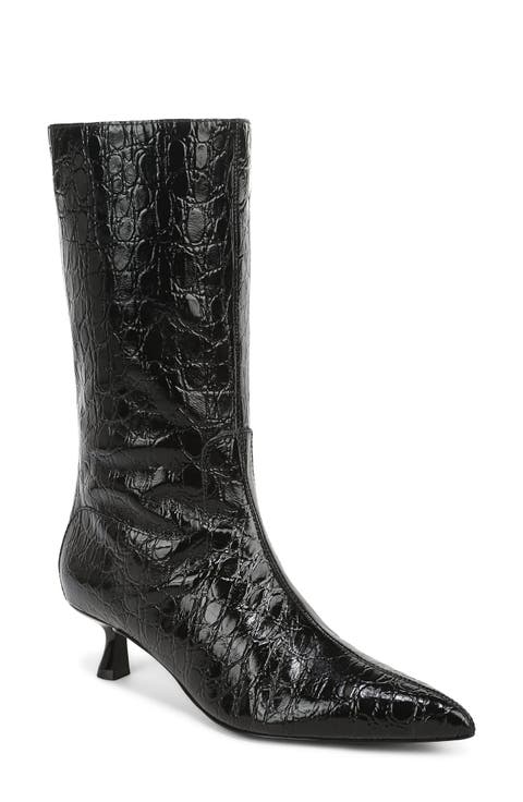 Ramona 2 Croc Embossed Leather Knee High Boot