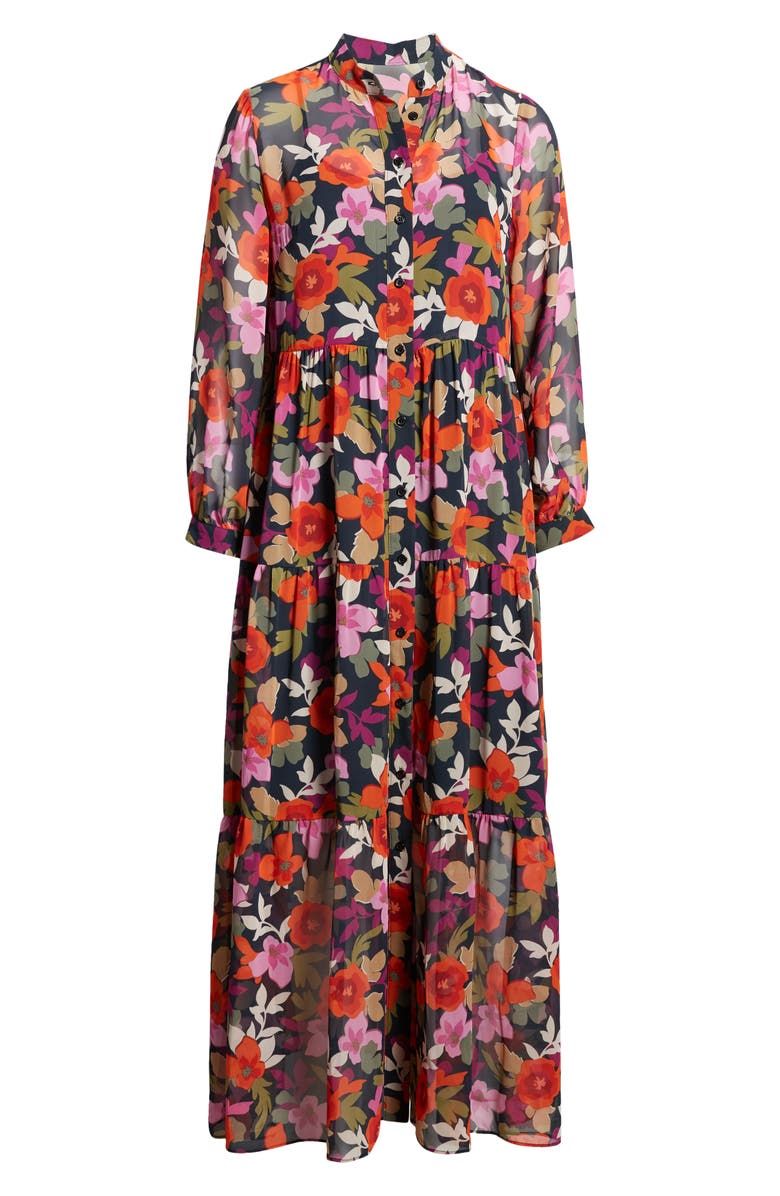 Maggy London Bold Floral Long Sleeve Maxi Shirtdress, Alternate, color, 