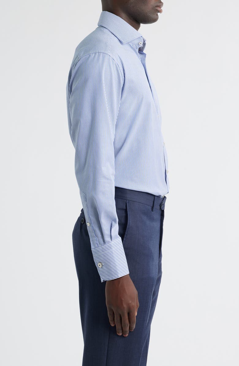 1863 by Eterna Banker Stripe Non-Iron Cotton Twill Dress Shirt, Alternate, color, Blue