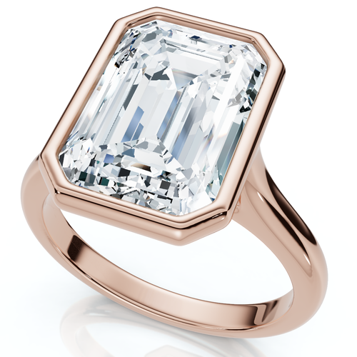 Bliss Diamond 3ct Emerald Cut Bezel Solitaire Diamond Engagement Ring 14k Gold Or Pt Lab Grown In Gold