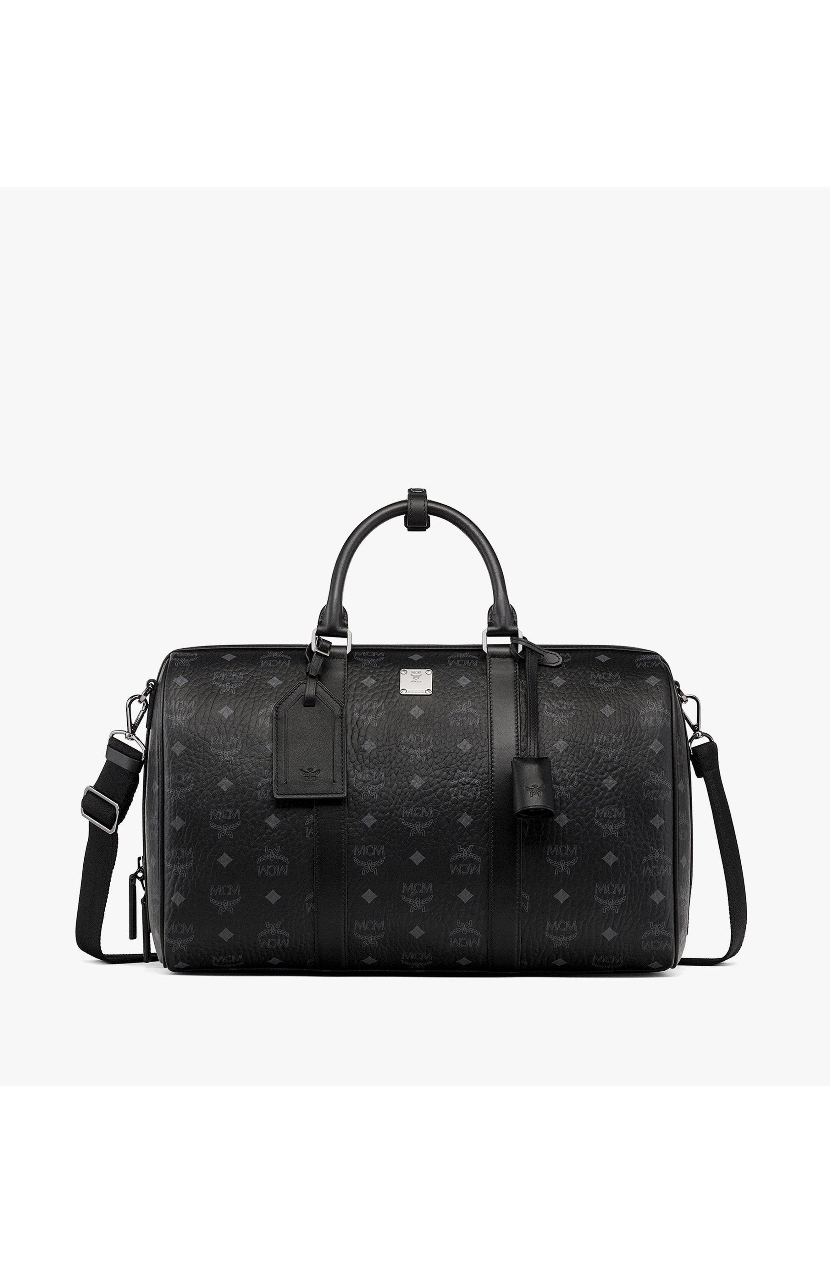 MCM Ottomar Weekender Bag in Visetos, Main, color, Black