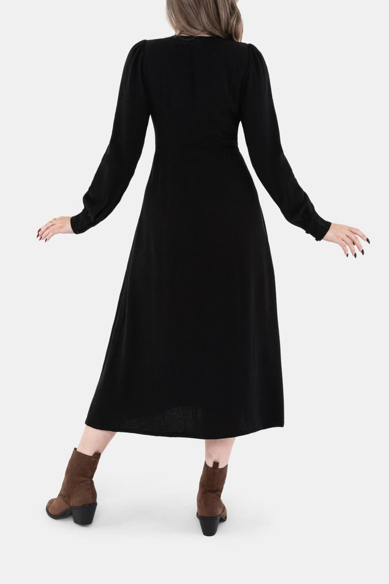 Hexborn Linen-blend Baba Yaga Midi Dress, Alternate, color, Black