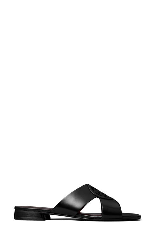 Tory Burch Miller Leather Crisscross Flat Sandals In Perfect Black