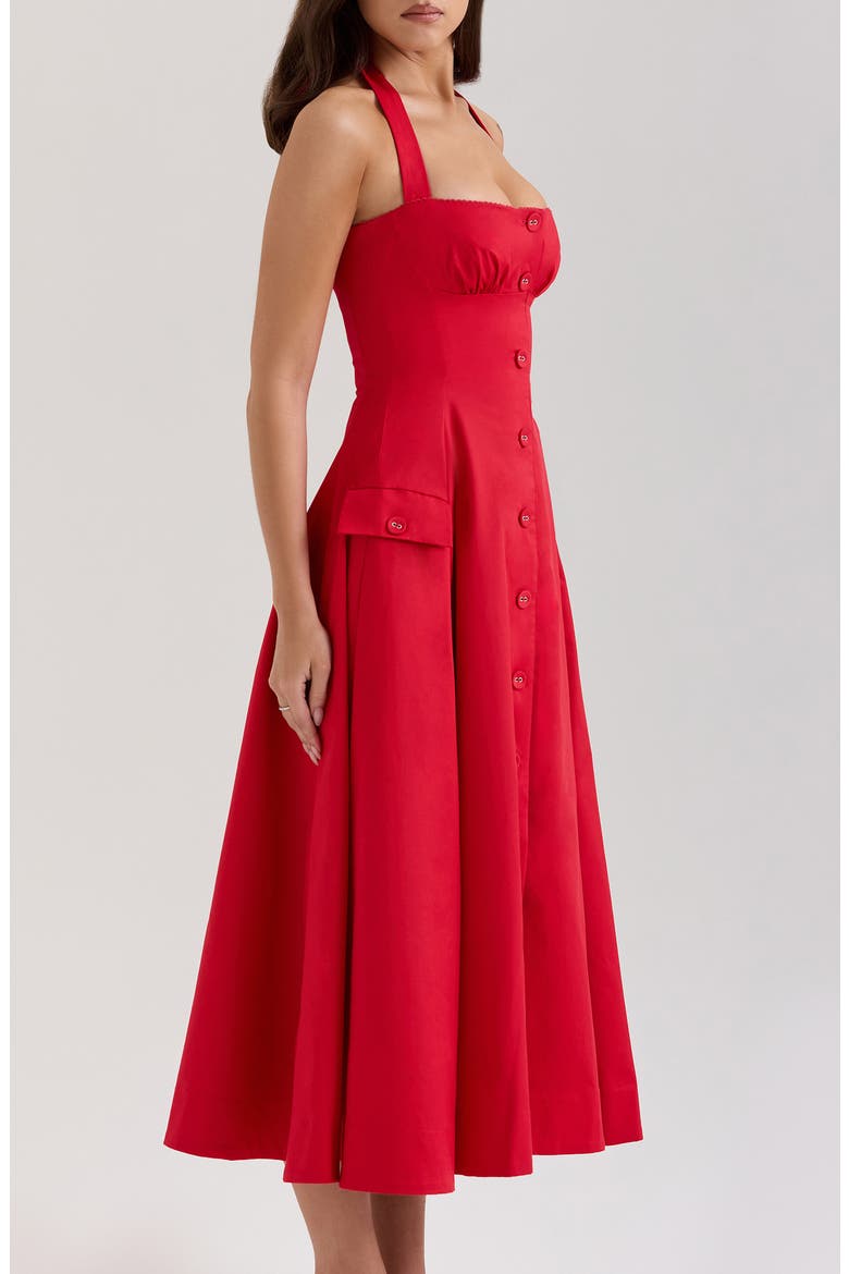 Claudia Halter Midi Dress, Alternate, color, RACING RED