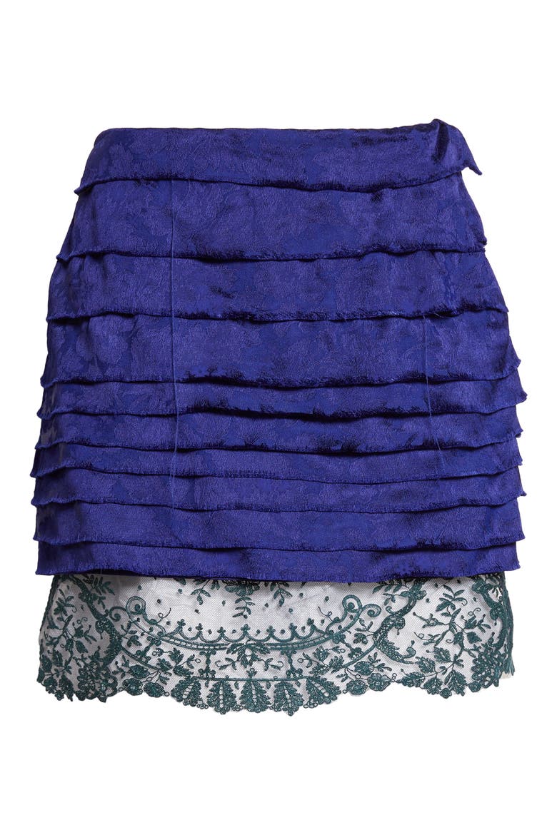 Layered Floral Jacquard Skirt, Alternate, color, BLEU SAPPHIRE