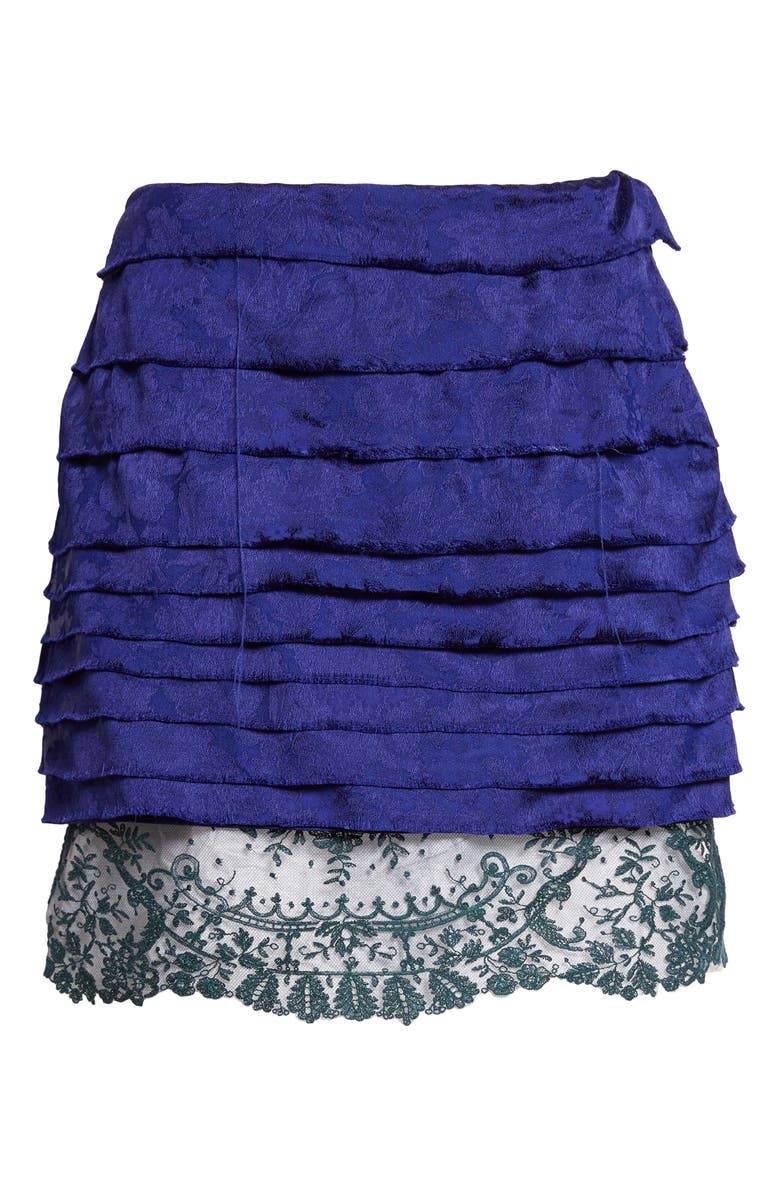 Saint Laurent Layered Floral Jacquard Skirt, Alternate, color, Bleu Sapphire
