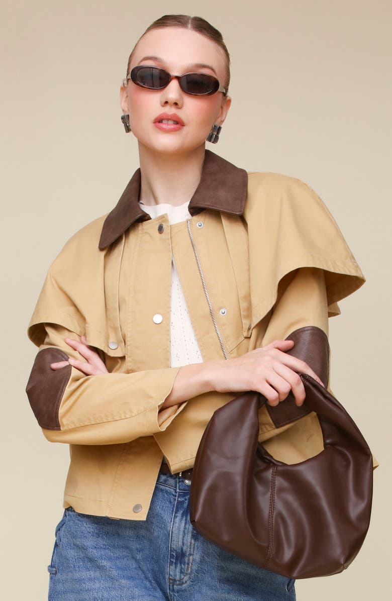 Avec Les Filles Crop Cape Trench Jacket, Alternate, color, 