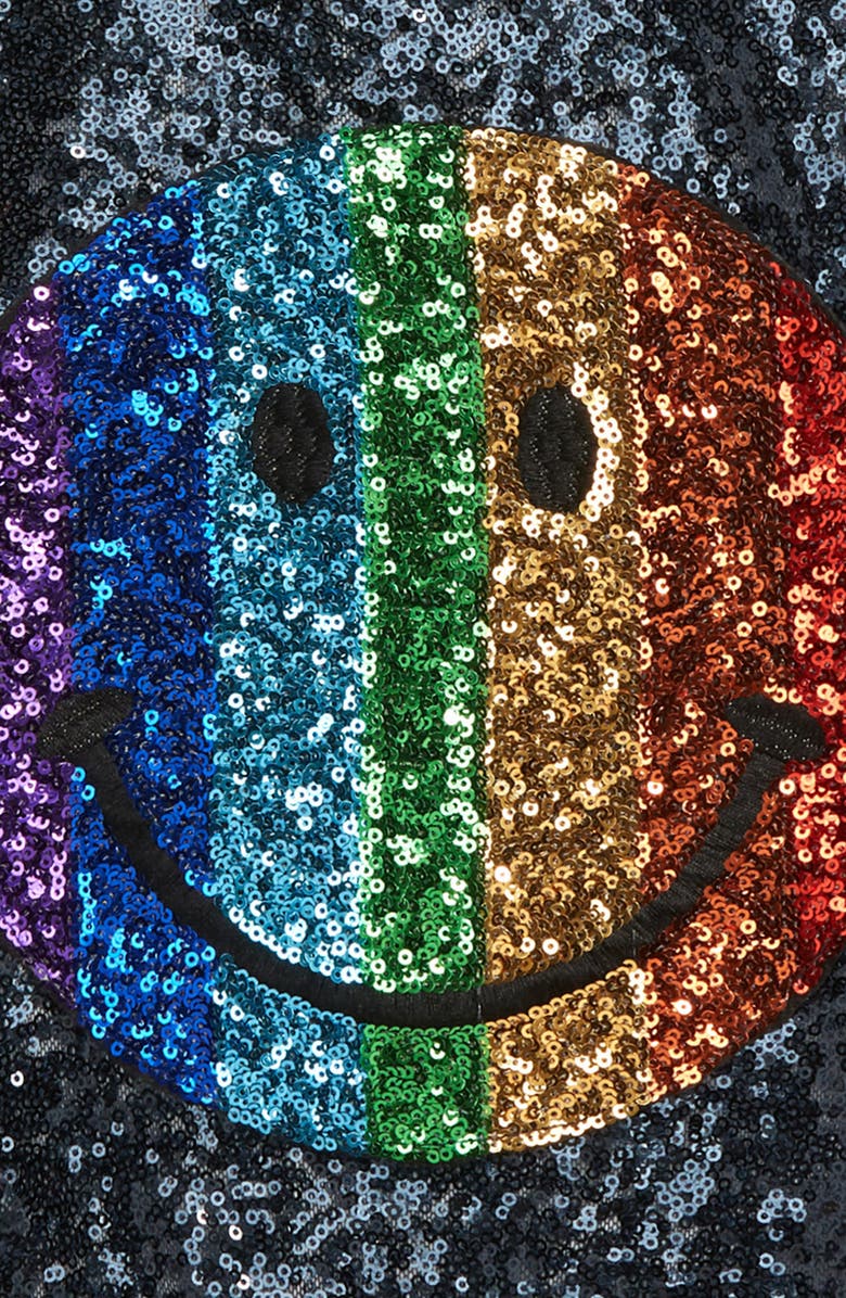 Lola + The Boys Lola & the Boys Rainbow Emoji Sequin Bomber Jacket, Alternate, color,