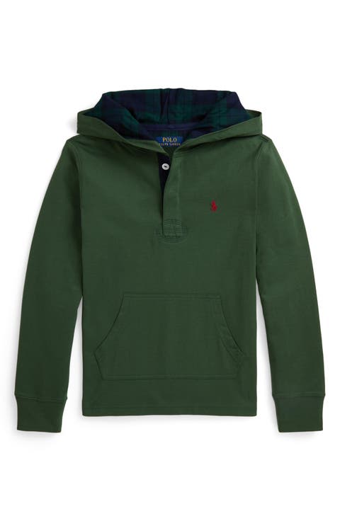 Kids' Cotton Jersey Hooded Rugby Shirt (Big Kid)