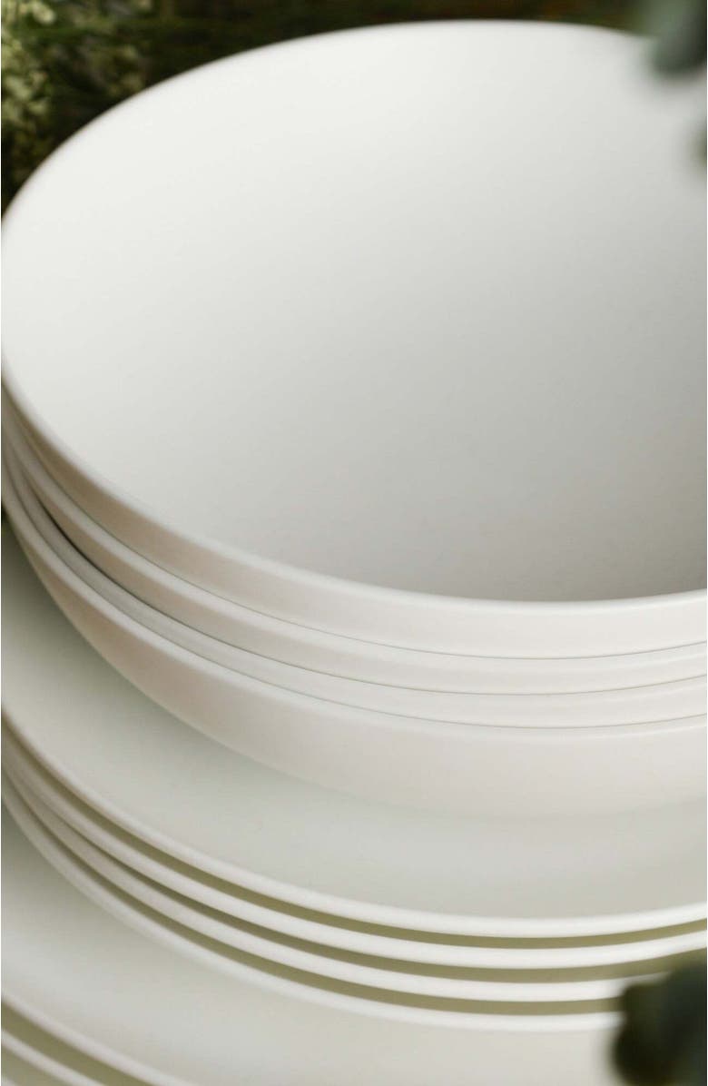 Stone Lain Taglio Bone China 12-Piece Dinnerware Set, Alternate, color, Matte White
