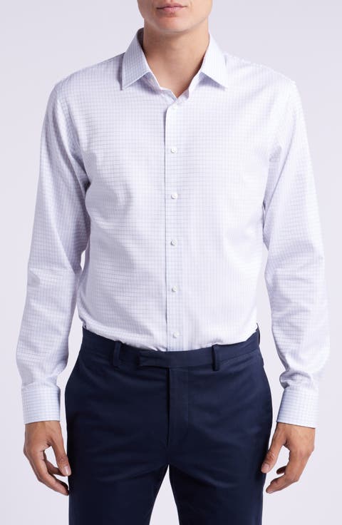 Trim Fit Grid Dress Shirt (Regular, Big & Tall)