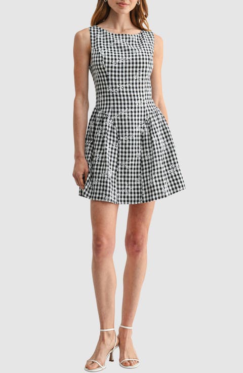 Embroidered Sleeveless Fit & Flare Dress