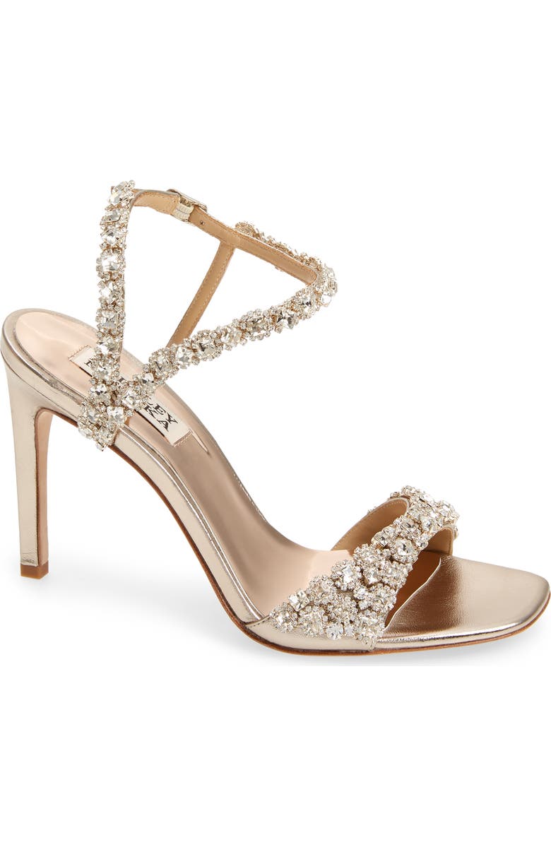 Badgley Mischka Collection Galia Embellished Sandal, Main, color, Champagne Nappa Leather