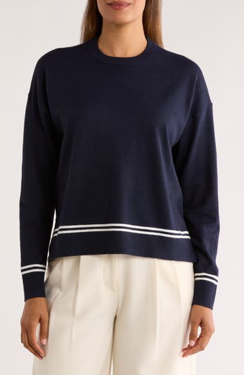 Nordstrom Rack Tipped Crewneck Sweater In Blue