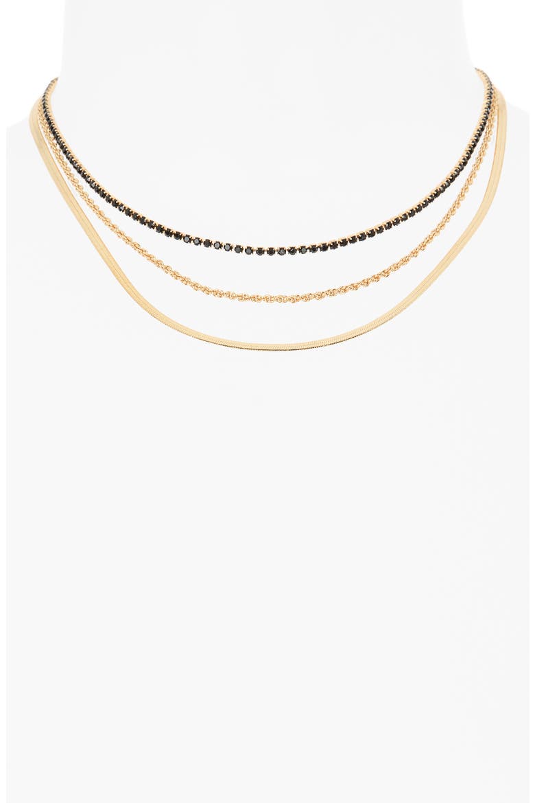 Delicate Sparkle Layered Chain Necklace, Main, color, BLACK