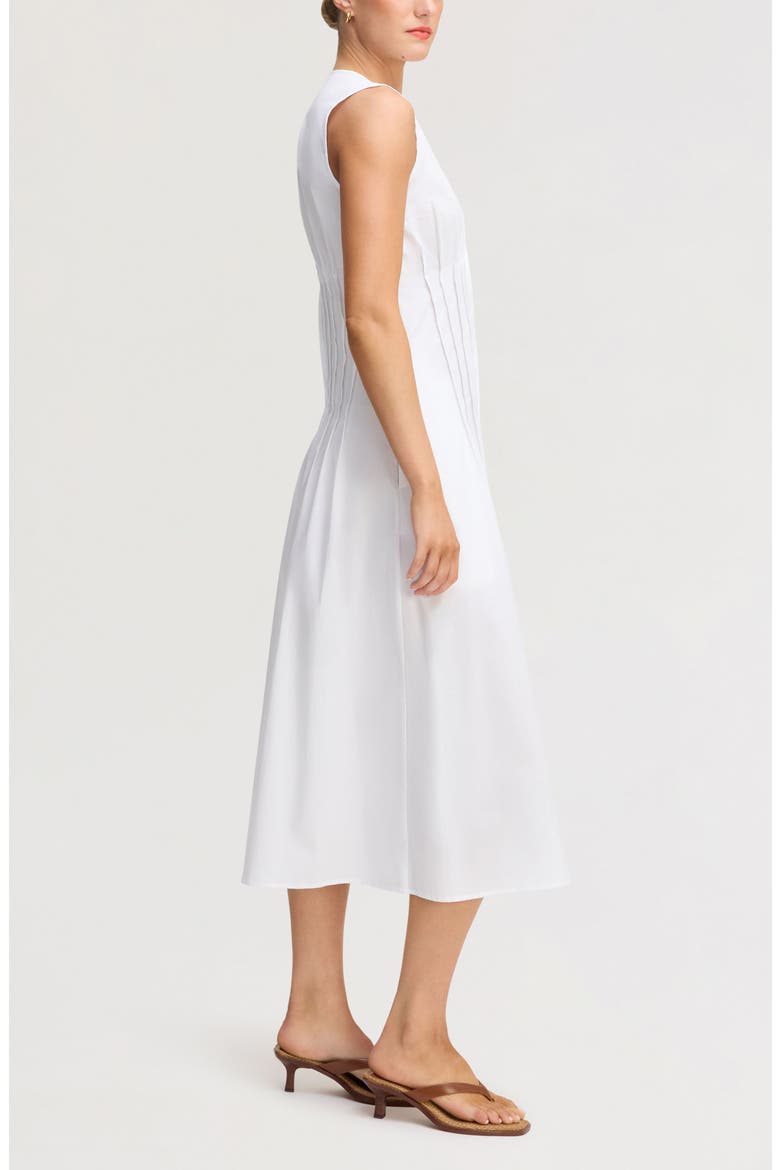 Pleated Waist Sleeveless Midi Dress, Alternate, color, BRIGHT WHITE