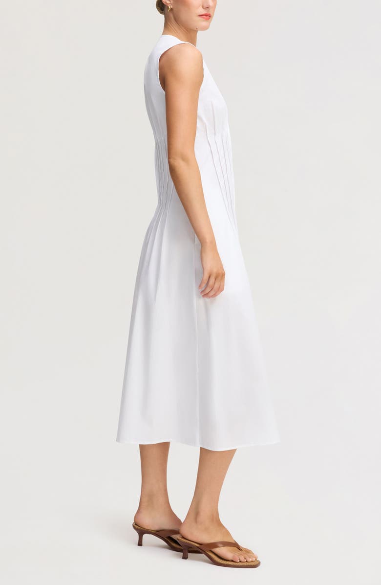 Sam Edelman Pleated Waist Sleeveless Midi Dress, Alternate, color, Bright White
