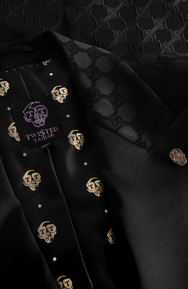 Twisted Tailor Papatya Slim Fit Black Jacquard Suit Jacket, Alternate, color,