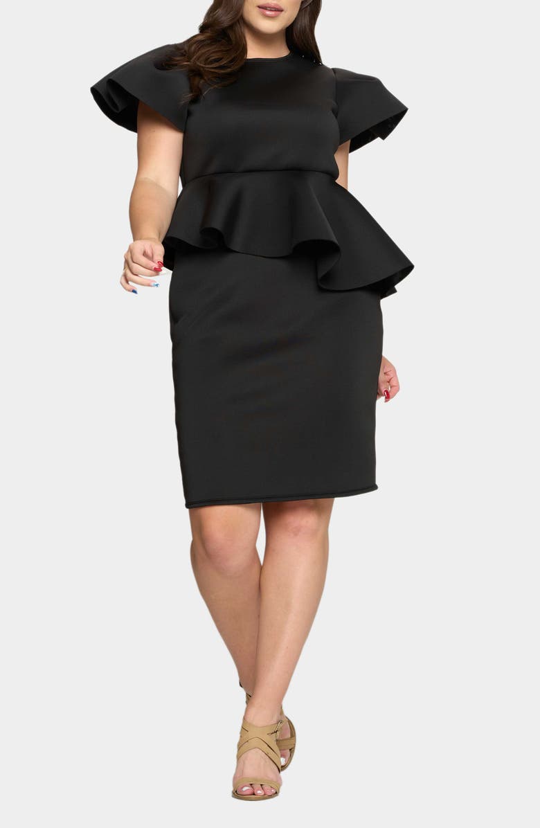 L I V D Calista Stretch Neoprene Peplum Dress, Alternate, color, 