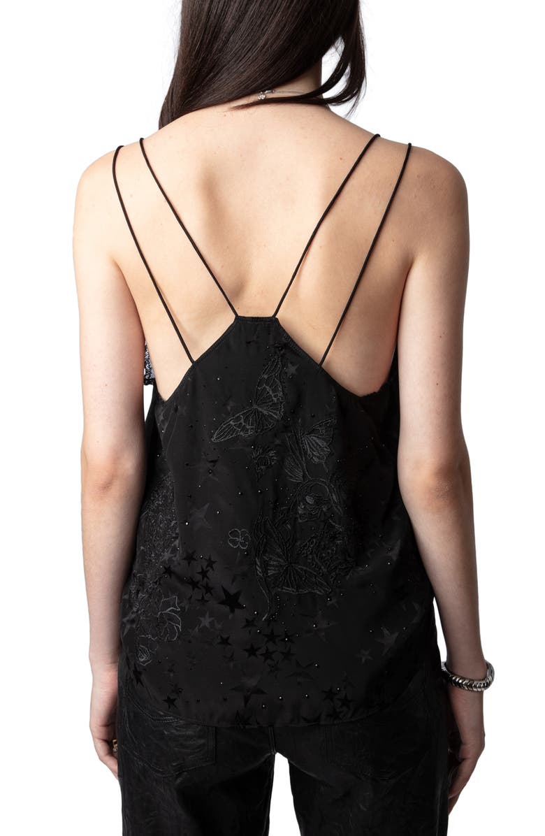 Zadig & Voltaire Capela Stars Jacquard Lace Silk Camisole, Alternate, color, 