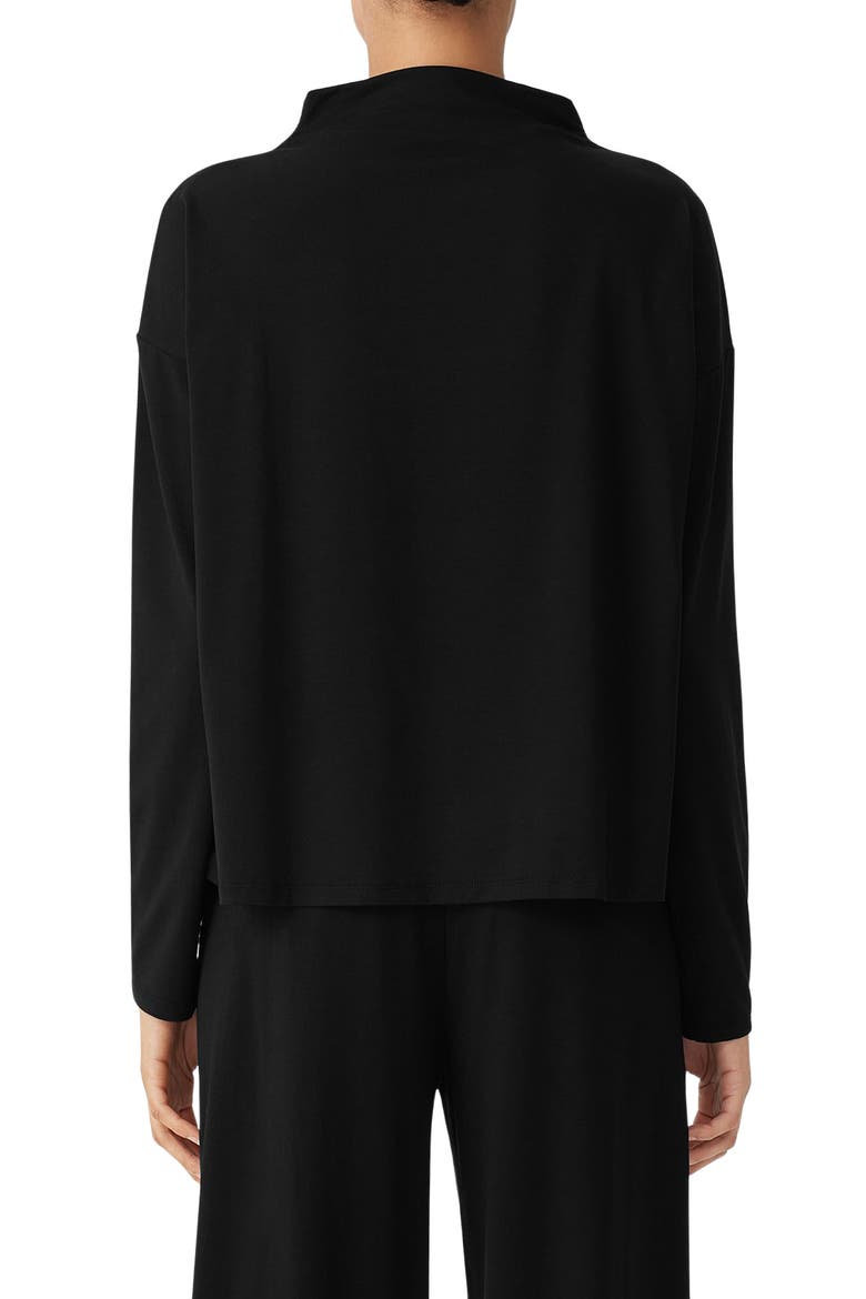 Funnel Neck Long Sleeve Boxy Top, Alternate, color, BLACK