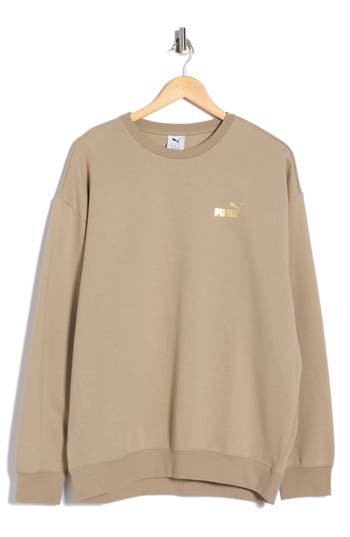 Puma Maximal Metallic Logo Relaxed Fit Sweatshirt In Brown