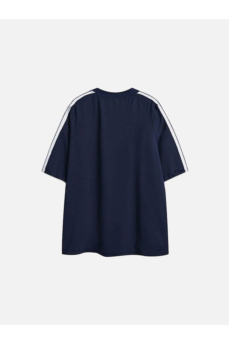 Contrast Color Stripe Soccer Jersey, Alternate, color, Navy Blue