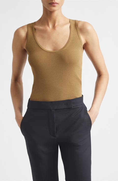 Scoop Neck Ribbed Sweater Tank