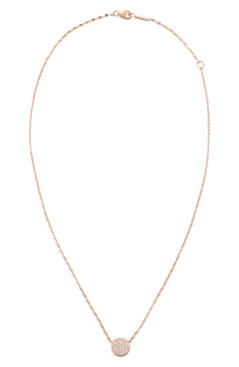 14K Gold Diamond Circle Pendant Necklace