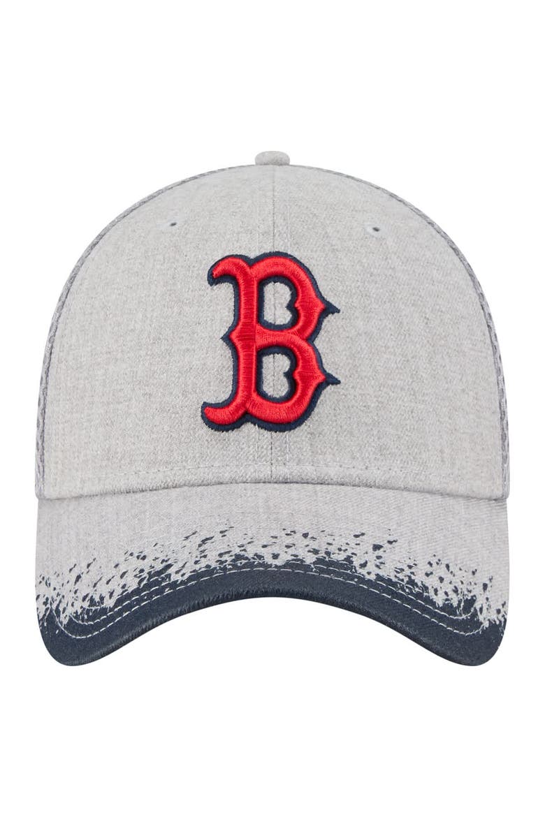 Men's New Era Gray Boston Red Sox Visor Paint Splatter 39THIRTY Flex Hat, Alternate, color, Gray
