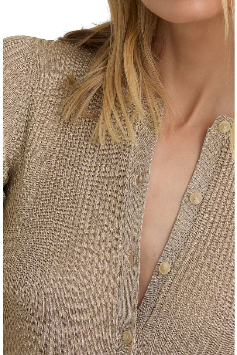 Milo Metallic Rib Cardigan, Alternate, color, GOLD